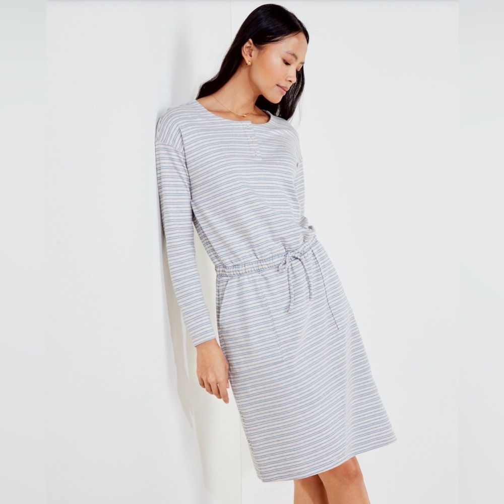 Haven Well Within Organic Cotton Interlock Stripe Dress XL Beach Coastal Lounge